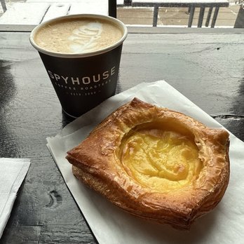 Spyhouse Coffee Roasters - Soy latte and a flan danish - Coffee & Tea Near Me - Minneapolis, Minnesota Spyhouse Coffee Roasters - Soy latte and a flan danish - Coffee & Tea Near Me - Minneapolis, Minnesota