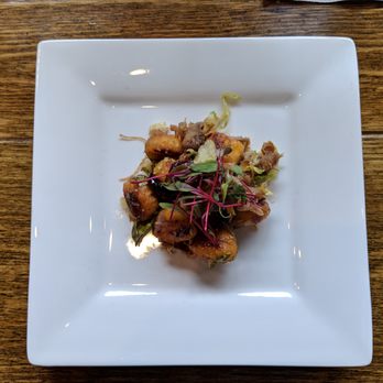 Bold Catering & Design - Wedding tasting. Chef-attended sweet potato gnocchi with duck confit, Brussels sprouts leaves, white balsamic cherry gastrique. - Venues & Event Spaces Near Me - Atlanta, Georgia