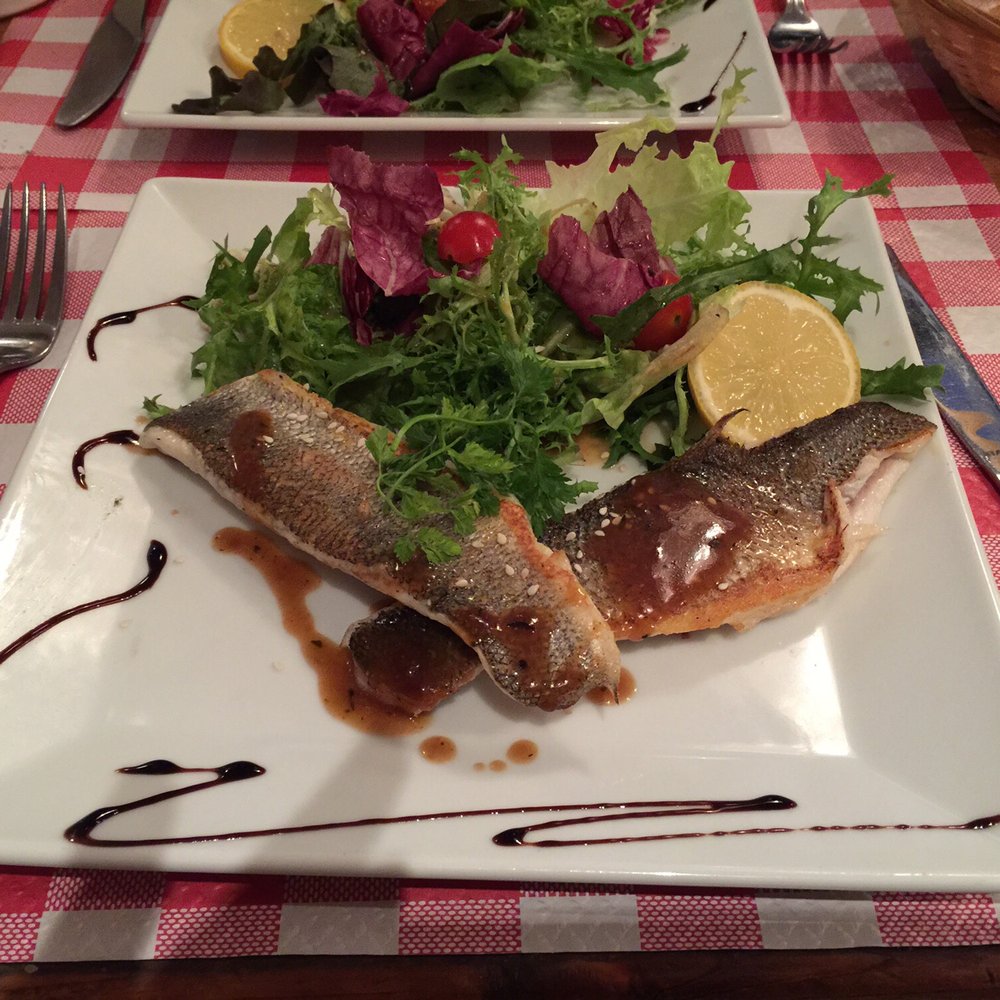 Les Garnements - Filet de bar à la plancha. - French Near Me - Paris, 75 Les Garnements - Filet de bar à la plancha. - French Near Me - Paris, 75