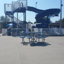 Hampden Township Pool - One of the picnic areas. If you bring an umbrella, you can use it on the table.