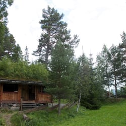 Hyllandfoss camping - Das ist eine der kleineren Hütten für 450 Kr. die Nacht für 4 Leute.