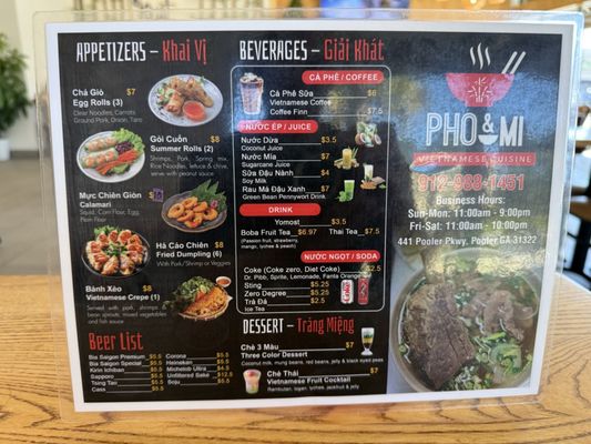 Menu photo 1 Pho & Mi Pooler, GA