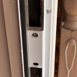 Bailey's Parts - The door lock plate left like this without a plate and the top lock doesn't lock.   Very unbecoming and unprofessional installation