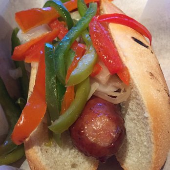 Wursthaus - Cheddar brat- nothing special. Peppers and onions not cooked down. - Pubs Near Me - Santa Ana, California Wursthaus - Cheddar brat- nothing special. Peppers and onions not cooked down. - Pubs Near Me - Santa Ana, California