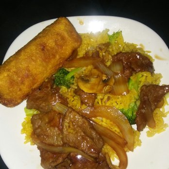 China House - Vegetable rice steak and onions and shrimp egg roll. - Chinese Near Me - Irmo, South Carolina