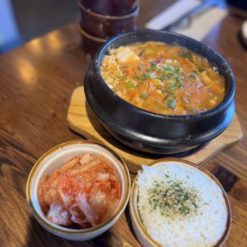 Surisan - tofu soup, kimchie, white rice with furikake - Korean Near Me - San Francisco, California Surisan - tofu soup, kimchie, white rice with furikake - Korean Near Me - San Francisco, California