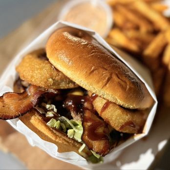 Burger Blvd - BBQ Bacon Cheeseburger Combo. Fave! 6/5. - Burgers Near Me - Redlands, California