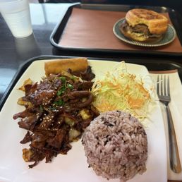 Pork Bulgogi Combo Plate and The Burger Pork Bulgogi Combo Plate and The Burger