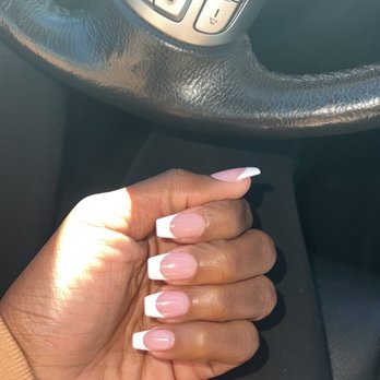 Nails By Henrys - French Manicure on short coffin nails - Nail Salons Near Me - Stafford, Virginia Nails By Henrys - French Manicure on short coffin nails - Nail Salons Near Me - Stafford, Virginia
