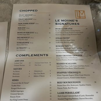 Le Moyne's Chophouse - Menu - Steakhouses Near Me - Mobile, Alabama