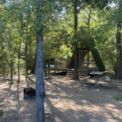 Lake Houston Wilderness Park - Eclectic A-frame campsite