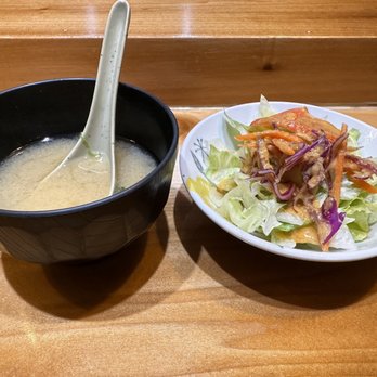 Sushi Kuni - Miso soup and salad - Japanese Near Me - Cupertino, California