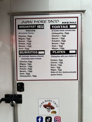 Menu photo 2 Juan More Taco Austin, TX