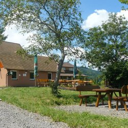 Hospoda Na Kopečku - Outside seating with great views of mountains in the background and fresh air