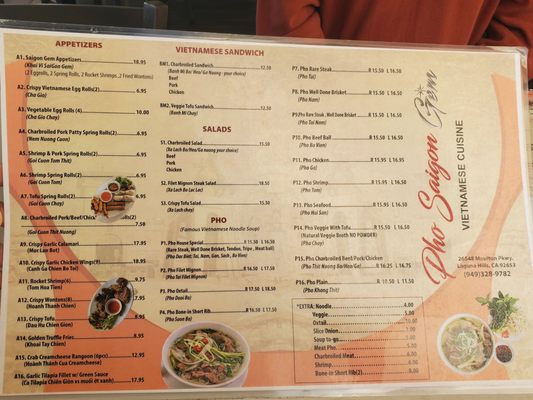 Menu photo 4 Pho Saigon Gem Laguna Hills, CA Menu photo 4 Pho Saigon Gem Laguna Hills, CA