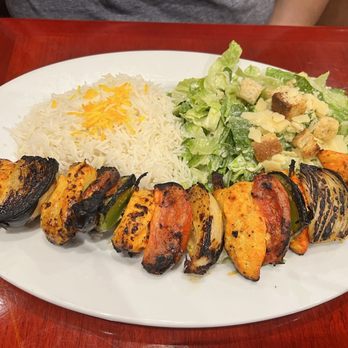 Panini Kabob Grill - Charbroiled Chicken Shish Kabob, Caesar Salad, Side of Basmati Rice - Mediterranean Near Me - Bakersfield, California Panini Kabob Grill - Charbroiled Chicken Shish Kabob, Caesar Salad, Side of Basmati Rice - Mediterranean Near Me - Bakersfield, California