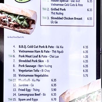 THH Sandwiches - Menu - Vietnamese Near Me - Westminster, California