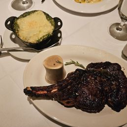 cowboy steak and creamed spinach