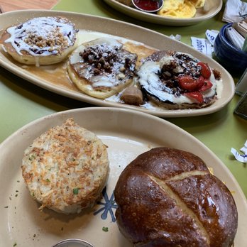 Snooze, an A.M. Eatery - Pancake Platter was bomb! Hash browns were crispy on the outside and soft on the inside. - Breakfast & Brunch Near Me - Orange, California Snooze, an A.M. Eatery - Pancake Platter was bomb! Hash browns were crispy on the outside and soft on the inside. - Breakfast & Brunch Near Me - Orange, California