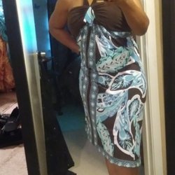 Value Village - Halter sundress for a night out after walking the beach. Took in about an inch with a hand stitch & wedge sandal: $6 total