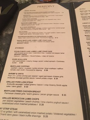Menu photo 3 Pierpoint Restaurant Baltimore, MD