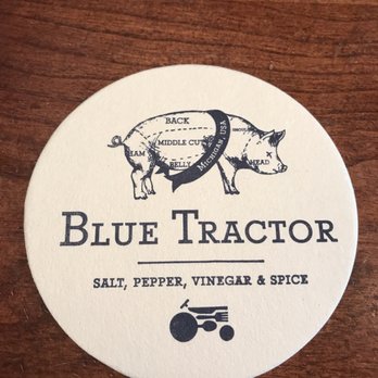 Blue Tractor Barbeque - Cute restaurant coaster - American Near Me - Traverse City, Michigan