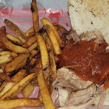 Freedom Hog Shack - Pulled pork sandwich with fries - Barbeque Near Me - Canastota, New York Freedom Hog Shack - Pulled pork sandwich with fries - Barbeque Near Me - Canastota, New York