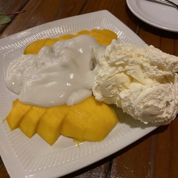 Thai Paradise - Mango sticky rice with coconut ice cream - Thai Near Me - Folsom, California Thai Paradise - Mango sticky rice with coconut ice cream - Thai Near Me - Folsom, California