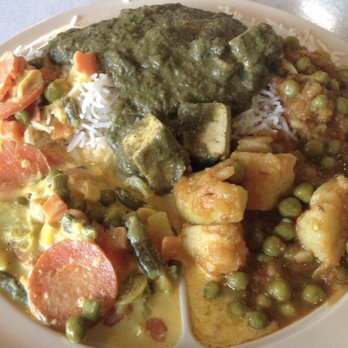 Namaste Bazaar - Vegetarian Delight with three different curries. - Indian Near Me - Portland, Oregon Namaste Bazaar - Vegetarian Delight with three different curries. - Indian Near Me - Portland, Oregon