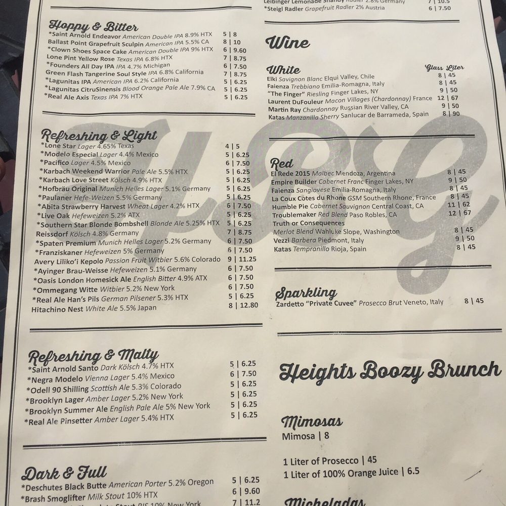 Heights Bier Garten - Their drink menu - Cocktail Bars Near Me - Houston, Texas Heights Bier Garten - Their drink menu - Cocktail Bars Near Me - Houston, Texas