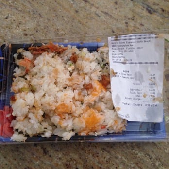 Sushi Express - This how much rice in the rolls we took out from the 3 rolls!!! Unbelievable!!!!! More then 70% of whole box! - Japanese Near Me - Miami Beach, Florida Sushi Express - This how much rice in the rolls we took out from the 3 rolls!!! Unbelievable!!!!! More then 70% of whole box! - Japanese Near Me - Miami Beach, Florida
