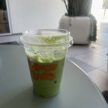 House Roots Coffee - Iced Matcha Latte sweetened with oat milk (drank some already before taking the picture oops) - Coffee & Tea Near Me - Northridge, California House Roots Coffee - Iced Matcha Latte sweetened with oat milk (drank some already before taking the picture oops) - Coffee & Tea Near Me - Northridge, California