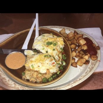Another Broken Egg Cafe - Crab Cake Benedict - Breakfast & Brunch Near Me - Pearland, Texas