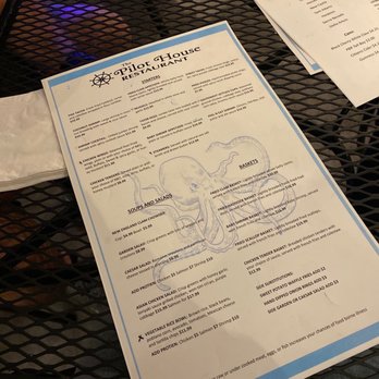 Pilot House Restaurant - a menu on a table - Seafood Near Me - Kennebunk, Maine Pilot House Restaurant - a menu on a table - Seafood Near Me - Kennebunk, Maine