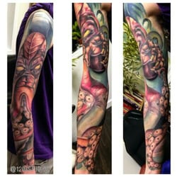 12 Oz Studios - Amazing Cthulhu full sleeve tattoo by Meghan Patrick!