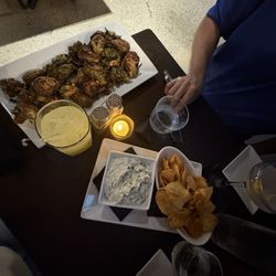 Trade Street Social - Spinach dip appetizer with house chips seasoned with old bay (amazing)
