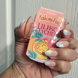 Sky blue ombre with plumeria designs Sky blue ombre with plumeria designs