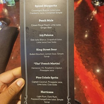 The 219 Restaurant - Cocktail menu - Cajun/Creole Near Me - Alexandria, Virginia The 219 Restaurant - Cocktail menu - Cajun/Creole Near Me - Alexandria, Virginia