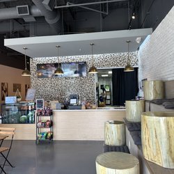 Inside during weekday lunchtime