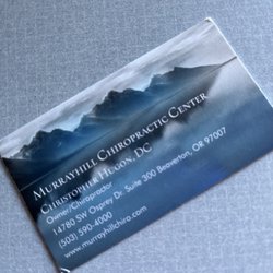 Murrayhill Chiropractic Center - Dr. Chris' card - a little worse for wear from being in my pocket since my first stop in.