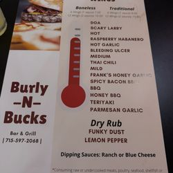 Burly-N-Bucks - Wing menu