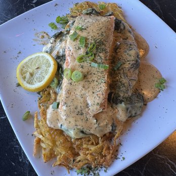 Milk and Honey Restaurant at Cascade - Salmon with a spinach cream - Breakfast & Brunch Near Me - Atlanta, Georgia