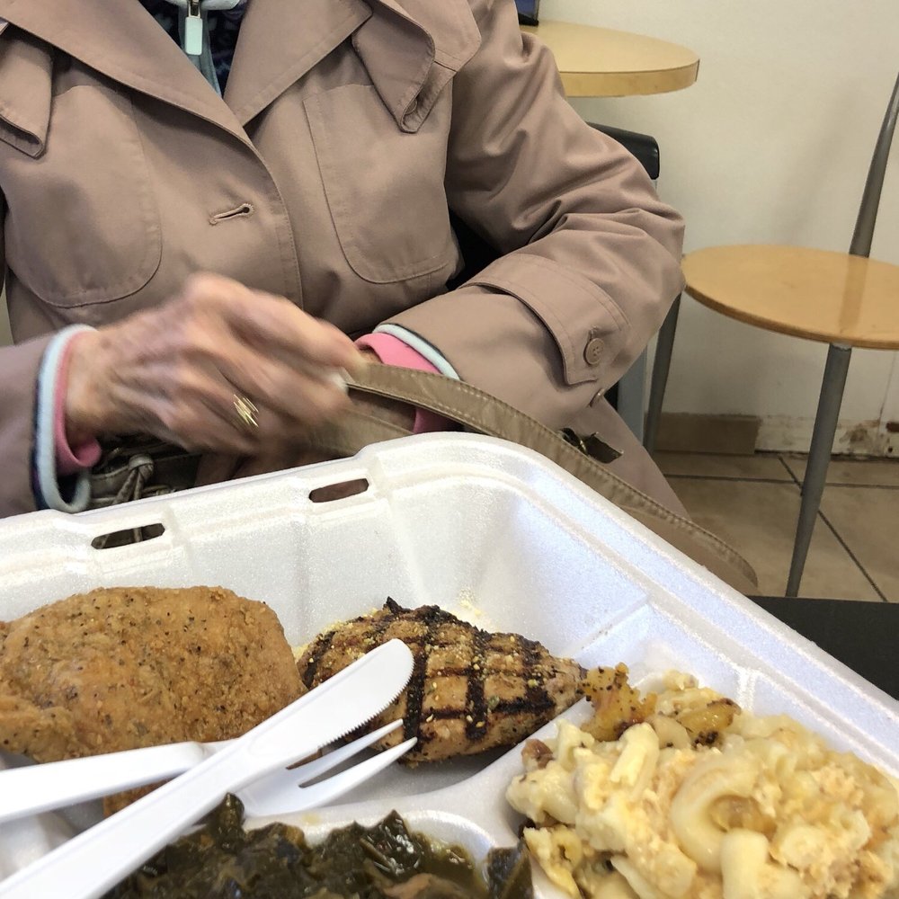 Roy's Grille - Pork (one grilled & one fried) with Mac & cheese and collards - Barbeque Near Me - Irmo, South Carolina