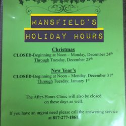 Family HealthCare Associates - Mansfield - Holiday hours for the Mansfield clinic!