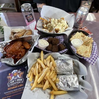 I don’t know - Falafel bites, Kielbasa wrap, IDK fries, buffalo and garlic wings with a prickly pear lemonade. - Wraps Near Me - Belleville, Illinois I don’t know - Falafel bites, Kielbasa wrap, IDK fries, buffalo and garlic wings with a prickly pear lemonade. - Wraps Near Me - Belleville, Illinois