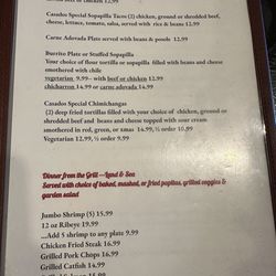 Joann's Ranch-O-Casados - Menu