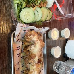 Garlic Parmesan 9 Bone in Wings and garden House Salad