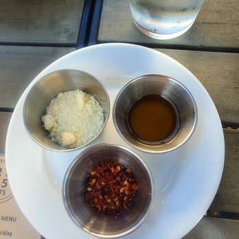 2145 Eats - Sauces to go with the pizza. Chili oil? Fancy - Pizza Near Me - Costa Mesa, California