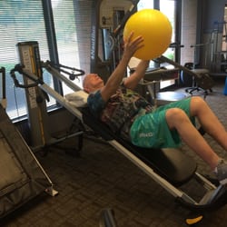 Ohio Health Rehabilitation Services - Physical therapist, Yasmine puts me through my paces in a workout at Ohio Health Rehab Ctr. They push clients to push themselves