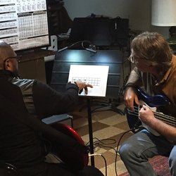 Littleton Bass School - Private bass lesson indoors pre-Covid.